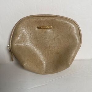 Longaberger Homestead Cosmetic Case w/ Mirror Beige Zipper Pouch Vintage